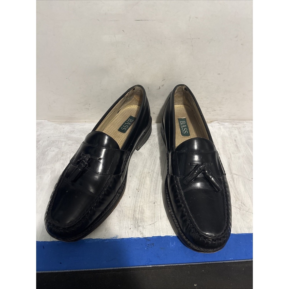 G.H. Bass & Co. Mens 12 D Black Leather Kiltie Tassel Loafers Weejuns Shoes
